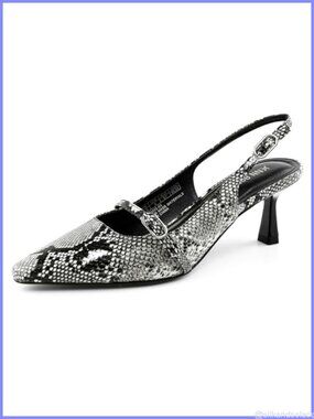 Kitten Heels Slingback Pointed Closed Toe Faux Leather Pumps for Women